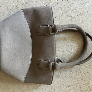 Grey Suede Charm Tote Bag